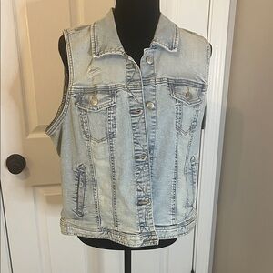 Maurices Light Blue Denim Vest